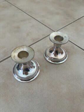 2 oneida wm a rogers silver plated candlestick holders